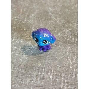 Mini LPS purple blue dog white dot face toy‎ figure